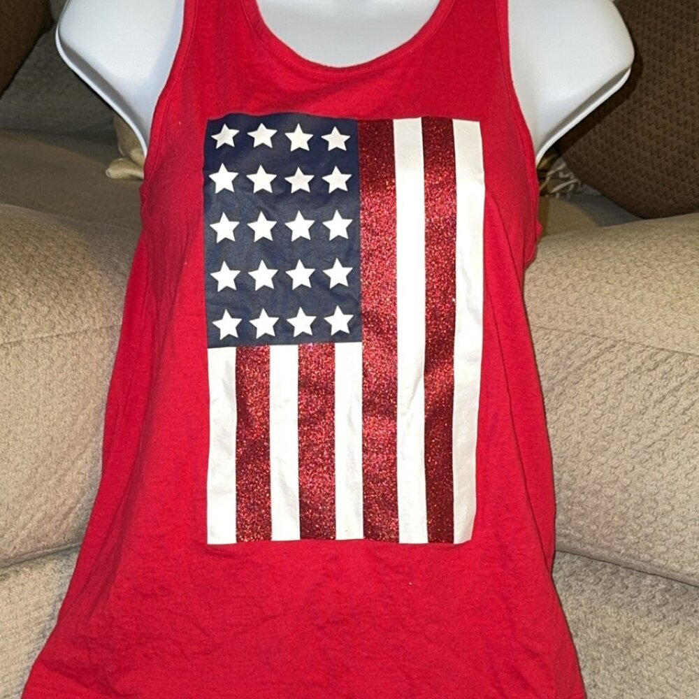 Girls XL/14  Red American Flag Tank Top